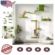 Stylish 4-in-1 Cat Wall Shelves Set - Safe Green Jungle Gym for Indoor Cats