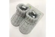 Playette Cable Knitted Bootie for 0 6 Months Baby Grey