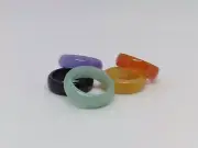 JADE RING Set. Multicolored Mix & Match Jade Color. Solid Multi Color Jade Ring