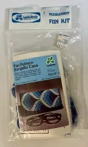 Vintage Lee Wards Fan Bargello Checkbook Eyeglass Case Needlepoint Fun Kit NOS