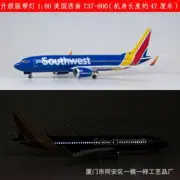 18.5" 47cm Southwest Flights 1/80 Boeing 737 Resin Passager Plane w/ Voice Light