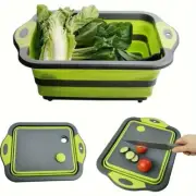 Versatile Silicone Collapsible Cutting Board & Colander - Foldable Chopping