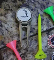 Pinehurst White Ball Marker and Divot Tool - Free Martini Tee with Purchase