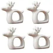 Porcelain Deer Napkin Rings - Christmas Reindeer Decoration Cottage Deer Napk...