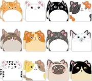 Yinder 24 Pads Cute Sticky Notes Kawaii Fun Animal Sticky Notes Pads Bulk Cartoon Memo Self Adhesive for Veterinary Gift Office School Tab Party Supplies(Cats)