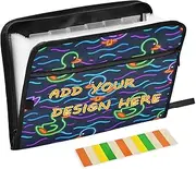 Custom Accordion Document File Folder Expanding 13 Pockets A4 Letter Size Customized Expanding File Organizer with Zipper Closure for Document Storage Cute Animal Fluorescent Duckling