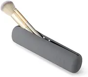 BEZOX Travel Makeup Brush Holder with Strong Magnetic Buckle, Silicone Make Up Brush Pouch Case, Cosmetic Brush Mini Bag - Grey