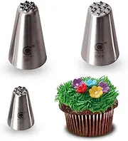 Cangool 3 Professional Nozzles Grass (233, 234 and 23M) for Decorating Cakes and Cupcakes (Grass Piping Tips)- Nozzles Compatible with Piping Bag