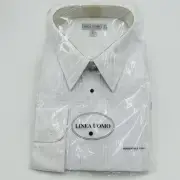 NEW Linea Uomo White Tuxedo Shirt w/Lay Down Collar & 1/4" Pleats Sz 18.5 34/35