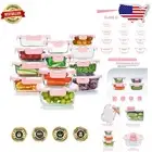 Stackable and Space-Saving Pink Glass Food Storage - 24 Containers for Meal Prep
