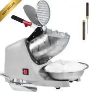 Electric Ice Shaver Machine 300W 3 Blades Splash Proof with Ice Pick & Scoop Sil