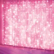 Curtain Lights, Pink Room Decor 8 Modes LED String Lights for Garden, Teen Gi...