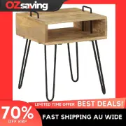 bedside table solid wood nightstand shelf 40x34x47 cm industrial 6019