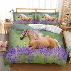 Floral Horse Duvet Doona Quilt Cover Bedding Set Single Queen King Pillowcase