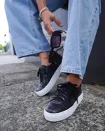 [Belle & Bloom] Just A Dream Croc Leather Sneaker - Black