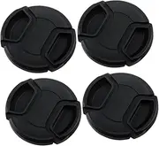 PHENOFICE 4pcs Center Pinch Camera Lens Covers Sturdy Plastic Camera Accessories 55mm Diameter Snap Lens Protector Cover