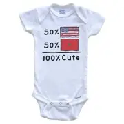 50% American 50% Moroccan 100% Cute Morocco USA Flags One Piece Baby Bodysuit