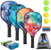 Pickleball Paddle Set USAPA Approved 4 Lightweight Paddles 4 Balls Towels Bag