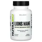 NutraBio, Organic Lions Mane, 60 Capsules (0.5 g per Capsule)