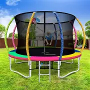 10FT Trampoline Round Trampoline Basketball Hoop Kid Safety Steel Net Pad Ladder