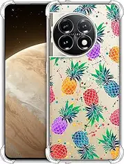 Clear Case for OnePlus 11 5G, OnePlus 11 5G Clear Case - Pineapple Watercolored design printed Durable Clear ShockProof Protective Designer Back Case/Cover for OnePlus 11 5G