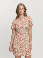 GUESS Women's Floral Multi Claire Smock Mini Dress Size: XL, Spandex