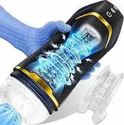 Automatic Sucking Male Masturbator with 9 vibration & sucking modes - upgraded electric pocket pussy with 7 suction functions, 3D realistic textured blowjob toy, hands-free male stroker for penis stimulation, adult sex toy for men, electric penis pump