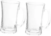 SHOWERORO 2pcs Glass Beer Mugs 300ml Large Beer Mugs Classic Design Dishwasher Safe