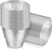 meekoo 50 Pieces Grease Bucket Liner Bucket Drip Foil Liner Tray Grill Accessories for Grease Catching, Silver, Disposable (6.1 x 4.7 x 3.5 Inches)