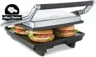 4 Slice Flat Sandwich Press, Non Stick Flat Plate - Chrome