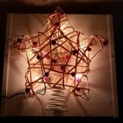 Kurt Adler 10 Light Birch Rattan Tree Topper NWT Star Holiday