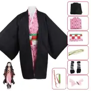 Demon Slayer Kimetsu no Yaiba Costume Kamado Nezuko Cosplay Kimono Dress Wig