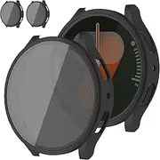 2 Pack Privacy Case for Samsung Galaxy watch 7/6/5/4/FE Screen Protector 40mm 44mm,Hard PC Case Tempered Glass Screen Protector Private for Samsung Galaxy Watch Cover 40mm 44