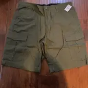 Volcom Men's Cargo Shorts Military Green 100% Cotton Size 38 New $55