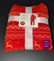 HOLIDAY MEN'S SIZE M 2 PIECE SLEEP SET FAM JAMS RED WHITE WINTER REINDEER