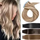 Tape in 100% Remy Human Hair Extensions Ombre Highlight Balayage Skin Weft AU