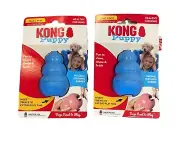 Set of 2 Kong Puppy Small Rubber Teething Dog Treat Dispenser Chew Toy KP3 Blue