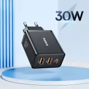 30W USB Charger QC3.0 PD3.0 Type C PD Fast Charging 3 Ports Quick Phone Charger