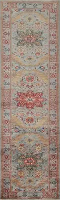 Light Blue Traditional Handmade Narrow/ 12 ft Runner Rug Hallway Carpet 3x12