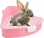 Rabbit Litter Box Trainer Small Animal Potty Corner Toilet, Triangle Potty Trainer Corner Bunny Toilet Rabbit Toilet Tray for Adult Guinea Pig Hamster Bunny(Pink)