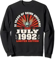 [X.Style] 31st Birthday Retro Vintage Guitarist Guitar Lover July 1992 Sweatshirt ds664 Sweater (S) Black