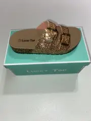 Lucky Top Sandals 2-Strap Slides Kids Size 13 Rose Gold NEW