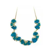 Michael Vincent Michaud- Glass Round Statement Necklace TEAL BLUE 4069 Q