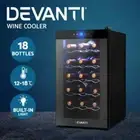 Devanti Wine Cooler Fridge Cellar 18 Bottles Chiller Black Home AU