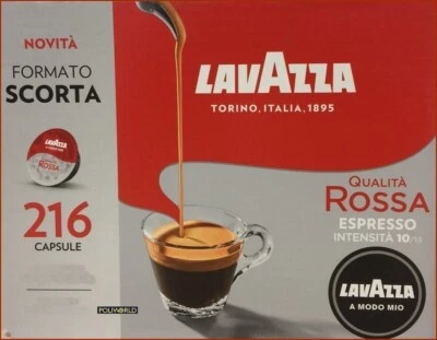 216 coffee LAVAZZA A MODO MIO espresso pods QUALITA' ROSSA crema gusto intens 10