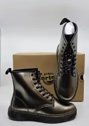 Doc Dr Martens Metallic Black Zavala 8 Bronze Alumix Lace Up Combat Boots