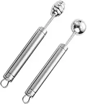 LABRIMP Stainless Steel Fruit Baller Set Melon Baller Scoops Easy Fruit Digging Spoon Non-Stick Safe for Kitchen
