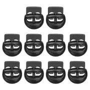 10Pcs Alloy Spring Cord Lock Ends Toggle for Shoelaces Black 14.2x16.6mm