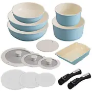 Iris Ohyama [Detergent set] Frying pan 14-piece set Gas fire/IH CC-SE14NP