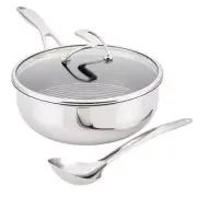 Circulon Stainless Steel Chef Pan Silver with Glass Lid Tri-Ply Clad 3-Piece